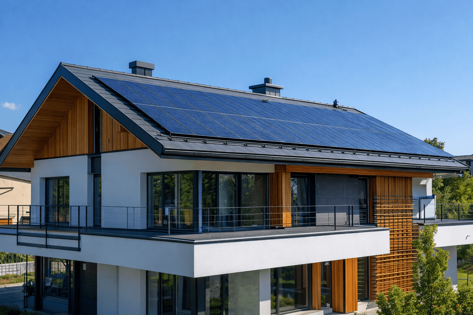 Fotovoltaické panely na rodinném domě